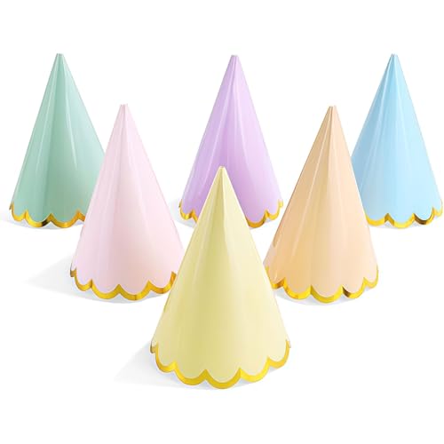 Auroriel 24 peças chapéus de festa em cores pastel para crianças e adultos decoração de festa em pastel bonés para festas acessórios de festa chapéus de macaron