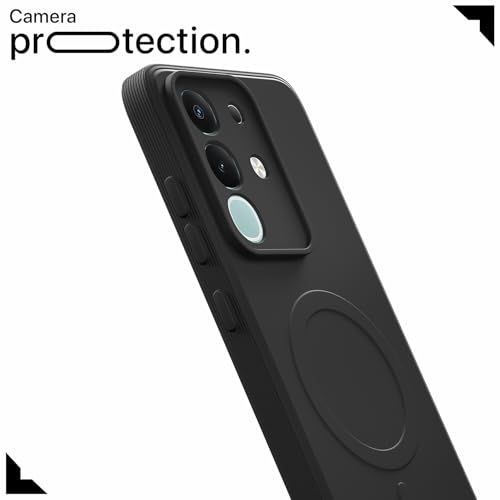 Image of Pikkme Back Cover for Vivo T4x 5G / iQoo Z10x 5G / Vivo Y31 Pro 5G Soft Matte Silicone Mag-Safe Design (Mag-Safe Not Support) Camera Protection | Slim Fit Bumper Cover (Black)