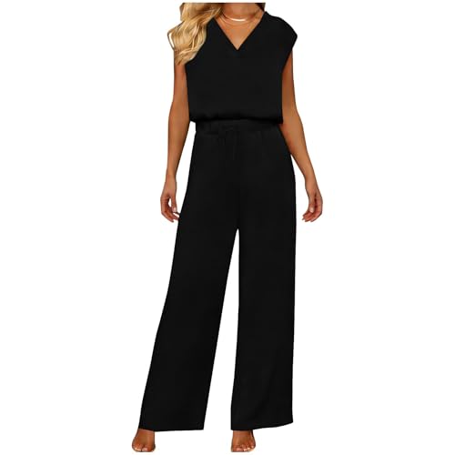 Ensemble de survêtement 2 pièces noir pour femme avec pantalon large