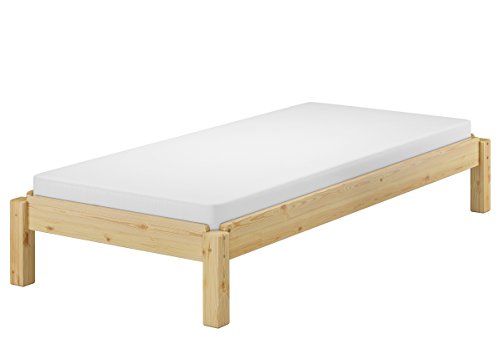 Erst-Holz®Stapelbett Massivholzbett Kiefer Natur 80x200cm Einzelbett stapelbar Gästebett + Matratze 60.48-08M
