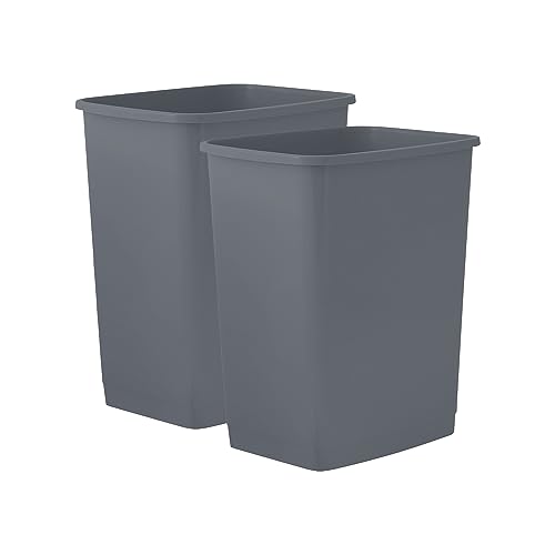 Superio 4.5 Gallon Plastic Trash Can, Waste Bin for Home, Kitchen, Office, Bedroom, Bathroom- 18 Qt (2 Pack, Dark Grey)