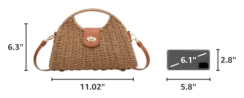 Bolso de paja para mujer bolso tote y clutch tejido miniatura 3