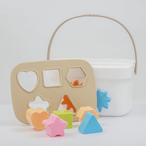 Image of Baby First Block Shape Sorting Stackable Blocks for Toddlers, 10 Piece Colorful Sorter Cube Box & Shapes, Promotes Fun Learning, Creativity & Skills Development 1 Year Old Baby Toys