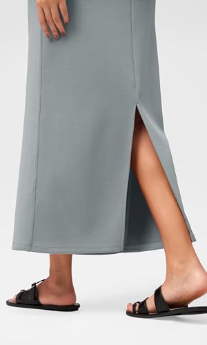Image of ODODOS Modal Soft Maxi Skirt for Women, Back Slit High Waist Casual Long Pencil Skirts