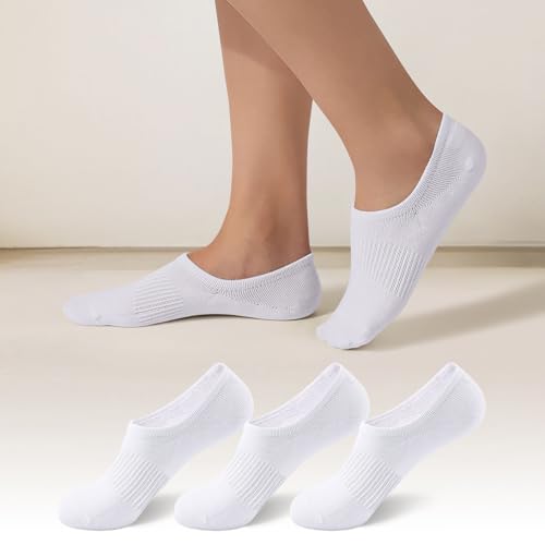 No Show Socks Womens Cotton 3 Pairs Low Cut Invisible Non-Slip Socks Size 5-9/9-11