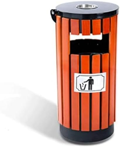 Large Outdoor Metal Trash Can with Ashtray - Round Waste Recycling & Compost Bin for Indoor/Outdoor Use, 15.76 x 36.25 Inch – Durable, Weather-Resistant Design