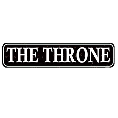 The Throne Sign Funny Bathroom Restroom Toilet El Bano Rustic Man Cave Vintage Novelty Street Farm House Garage Wall Decor Metal Sign Black 16 x 4 Inch