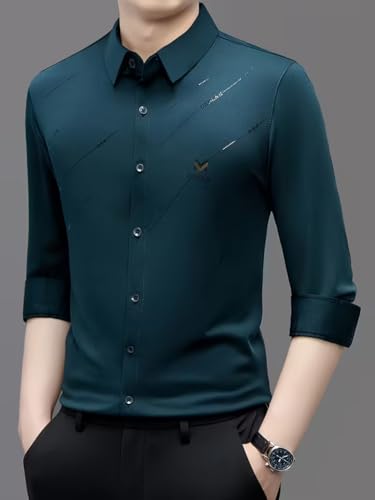 Image of IndoPrimo Men's Premium Satin Shirt for Party, Formal & Casual Wear - Stylish Designer Full Sleeve Shirt for Men