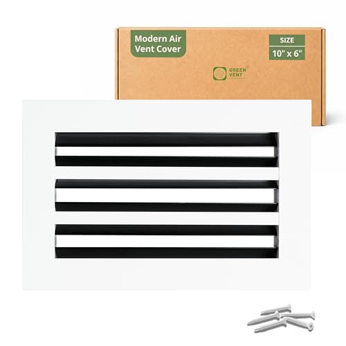 GREEN VENT Modern Air Vent Cover 10x6 (Duct Opening) Slim Design Aluminum Linear Slot Diffuser Adjustable Airflow Decorative HVAC Register for Wall & Ceiling