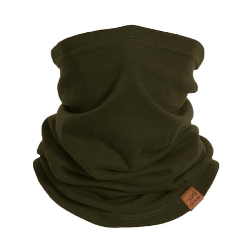 ACUSHLA 100% Merino Wool Neck Gaiter for Men & Women Ski Face Mask Winter Scarf Neck Warmer All Weather, Midweight Green