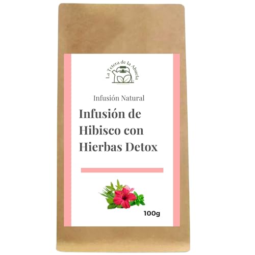 Infusión de Flor de Jamaica y Hierbas Detox 100g – Té de Hibisco Natural con Menta y Rosa Mosqueta – Refrescante y Depurativo – 100 % Natural a Granel- La Tetera de la Abula