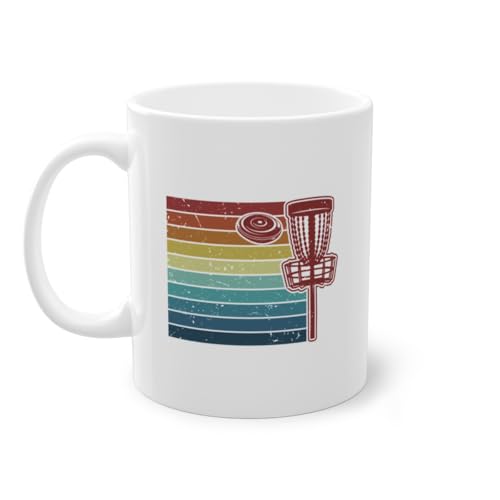 Retro Disc Golfer Player Tazza da caffè | Frisbee Golf cestino disco disco tazza bianco (04941C)