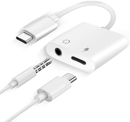 Multibao USB C to 3.5mm Headphone and Charger Adapter, 2 in 1 Type C to 3.5mm Audio Adapter Compatible with Huawei Xiaomi Samsung Galaxy Google Pixel