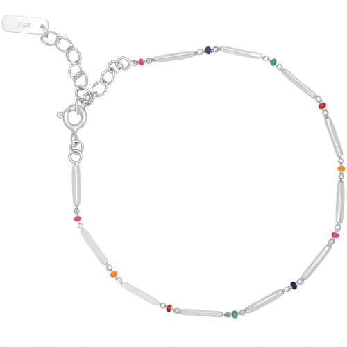 NicoWerk SAB278 Bracelet en argent sterling 925 coloré pour femme en filigrane fin ludique avec pierre brillante