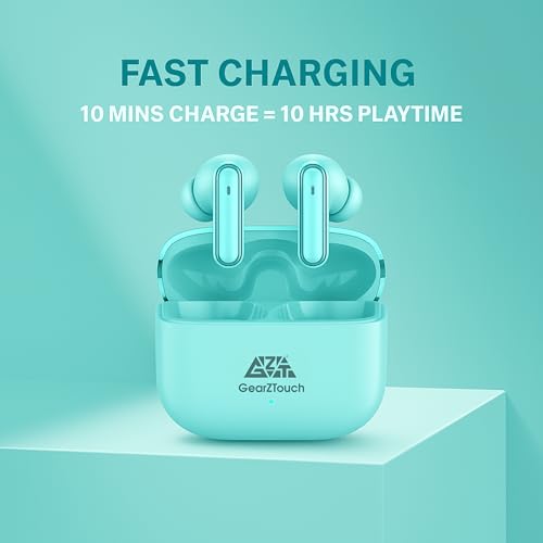 Image of GZTouch CYBER PODS in-Ear Earbuds with Quad Mic ANC for Clear Calls, 50Hrs+ Battery, Premium Glossy, Fast Charging & Fast Pairing, Low Latency Gaming TWS, IPX5, Bluetooth v5.3, 12mm Drivers - Blue