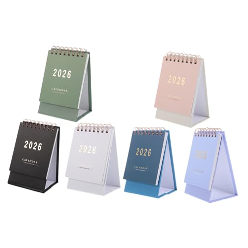 GARIOUANS 6個年ミニデスクカレンダー 折りたたみ式英語版スタンドカレンダー 厚紙製耐久性 月間 日別スケジュールプランナー オフィス 自宅用