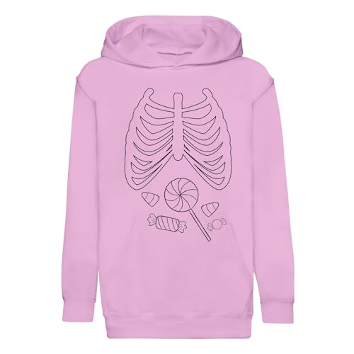 Sweat à capuche enfant Halloween squelette et bonbons en coton premium