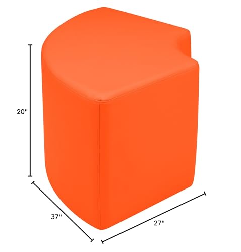 Image of Sprogs 18 inch H Structured Quarter Round Stool -Flexible Modular Collaborative Soft Seating for Office, Home, Lounge and School Classrooms with Durable Frame & Set of 2 inch Legs Add-on - Orange