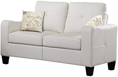 Lohoms Modern Faux Leather Sofa and Loveseat Sets Contemporary 3 Seat Couch and Loveseat Sofa for Living Room (White)