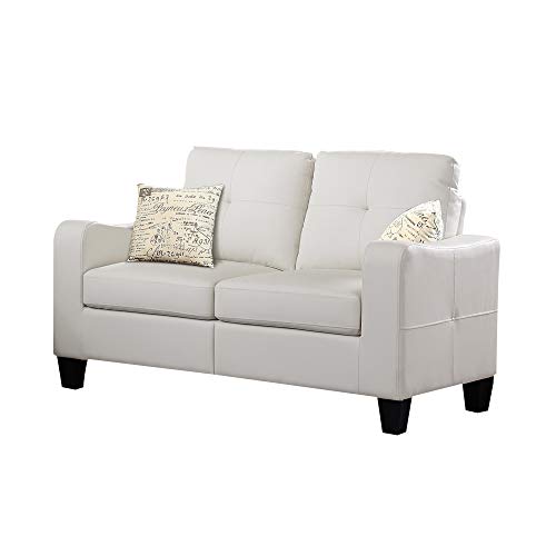 Lohoms Modern Faux Leather Sofa and Loveseat Sets Contemporary 3 Seat Couch and Loveseat Sofa for Living Room (White)