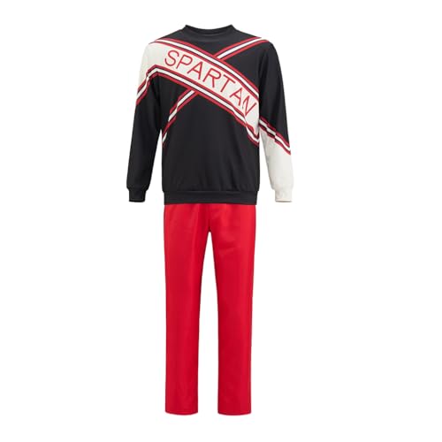 MelangCos Spartan Cheerleader Costume Sweatshirt Skirt Pants Halloween Cheerleader Uniform Outfit for Mens and Womens (Male, XL)