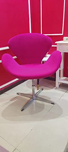 Image of Modern Swivel Lounge Chair with Hydraulic Lift for Home Office Hotel Cafe (Pink, Faux Leather)