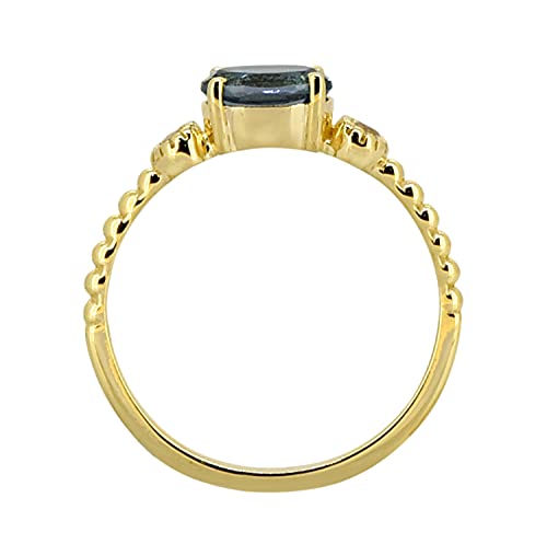 Yotreasure 18Kt Gold Over Silver London Blue Topaz Promise Ring #TOP3
