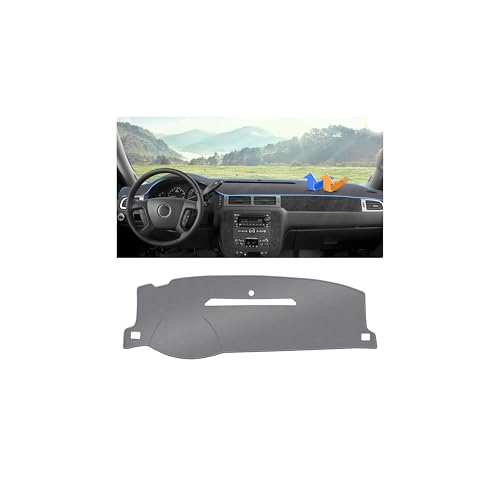 Image of Autorder Gray Dashboard Cover Mat for 2007-2013 Chevy Chevrolet Silverado Sierra, 2007-2014 Chevy Tahoe Suburban Denali Avalanche & GMC Yukon /XL & Only One Glove Box Accessories Polyester Dash Cover