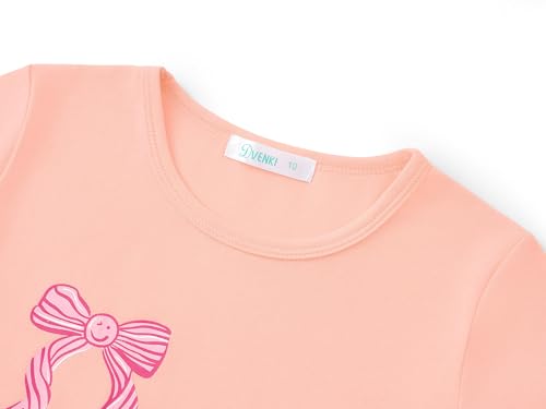 Image of Dvenki Girls Graphic Short Sleeve Crewneck T-Shirt Sizes 6-18 | breathable soft cotton blend, cute graphic prints, summer little and big girls tee, ideal casual wear for school, daily