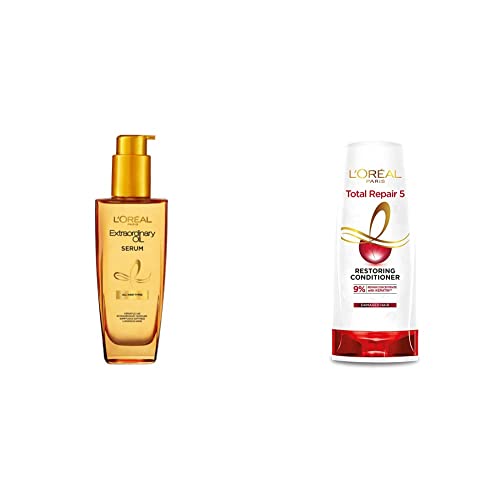 L’Oreal Paris Extraordinary Oil Hair Serum for Women and Men, 100 ml and L’Oreal Paris Total Repair 5 Conditioner, 175ml (With 10% Extra)