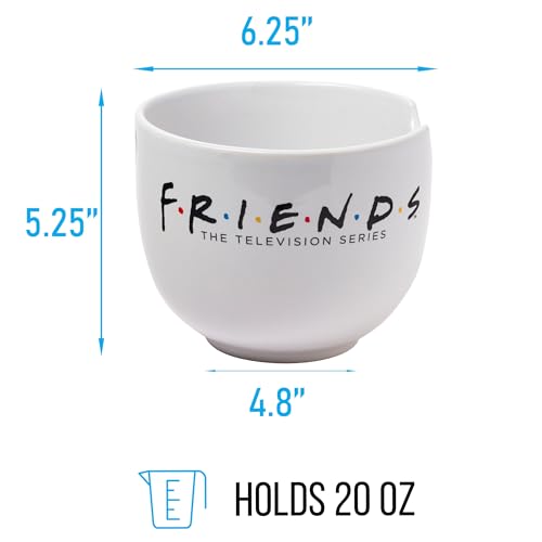 Silver Buffalo Friends Central Perk Logo Ceramic Ramen Noodle Bowl with Chopsticks, 20oz