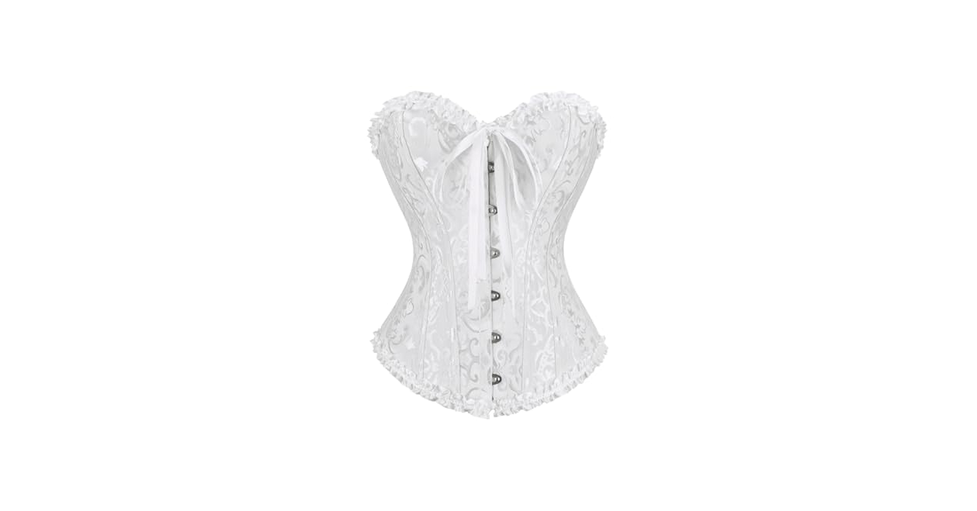 Treat Ürself corset one-piece White Floral Lace Boned Corset One Piece Bodysuit | Ally Fashion