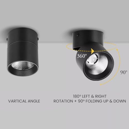 Image of Groeien 18W LED |360Rotatable Surface Light | COB Black Body Cylindrical Surface Light for Living Room, Corridor, Kitchen, Home, Office, Showroom, Indoor & Outdoor Lighting(Warm White)