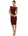 PattyBoutik Women's Boat Neck Sleeveless Sheath Dress (Burgundy S)