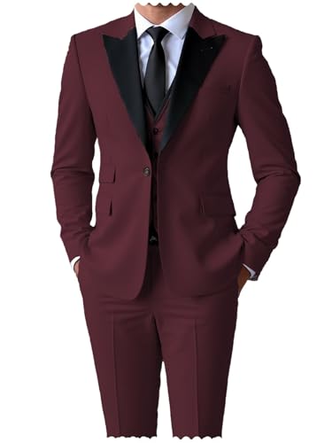 Mens Suit Slim Fit 3 Piece Tuxedo Groom Wedding Suits Prom Blazer Wedding Tuxedos