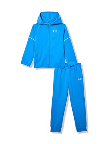 Under Armour Boys' 2-Piece Hoodie Set, Full Zip Sweatshirt and Fleece Pants, Blue Atlantis, 4