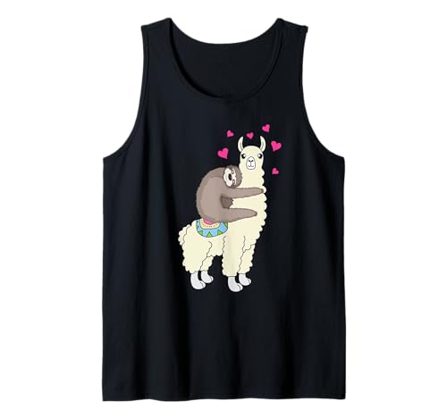 Perezoso Divertido Con Hermosa Alpaca Favorito Animal Amor ZOO Camiseta sin Mangas