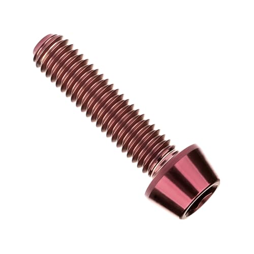 Image of Titanium Ti Bolt M5x9 16 18 20 25 30 35 40 45 50 55 60mm Tapered Head Screws Pack of 4 (M5x25mm, Burgundy)