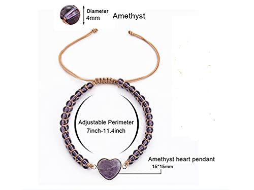 Image of Women Boho Wrap Bracelet,Handmade Natural Stone Crystal Emperor Beads Heart Bracelet, Fashion Bohemian Jewelry Gift for Women