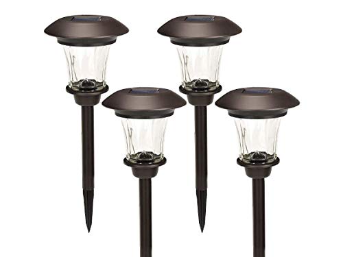 Black Friday - 80% OFF GIGALUMI Solar Path Lights Set of 4 Bronze with Glass Lens Rechargeable Battery and Extra-Bright Automatic LED (Warm White) (139861)