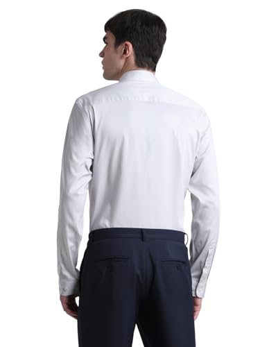 Image of Jack & Jones Men's Cotton Slim Fit Solid Opaque Checked Spread-Collar Casual Shirt
