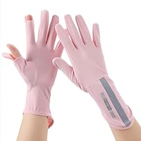 PORUPAEL Damen UV Sonnenschutz Handschuhe Vollfinger Touchscreen rutschfeste Fahrradhandschuhe Sommer Dünne Sonnenhandschuhe für Outdoor Fahren Golf Angeln (Rosa)