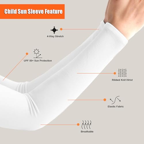 6 Pairs Arm Sleeves For Kids Child 4-10 Years Old,Unisex Sport Cooling Compression Cover UV Sun Protection Arm Cover2