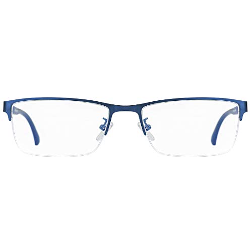 TIJN Blue Light Blocking Eyeglasses Semi Rimless TR90 Eyewear Frame Computer Glasses (02-blue)