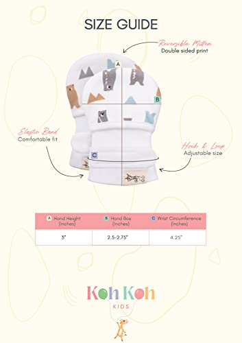 Image of KOH KOH Kids Baby Newborn Cotton No Scratch Adjustable Animal Print Hand Mittens