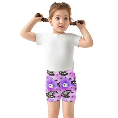 Joisal Toddler Girls Biker Shorts Cotton Shorts for Under Skirts Halloween Witch Hats Purplel Children 4t3