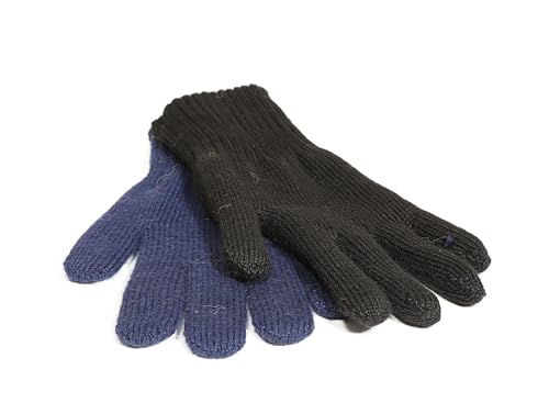 AlpacaOne 100% Alpaka Wendbare Strickhandschuhe Schwarz Blau Warme und Weiche Winterhandschuhe Atmungsaktiv Hypoallergen Premium Alpaka-Qualität für Kalte Tage