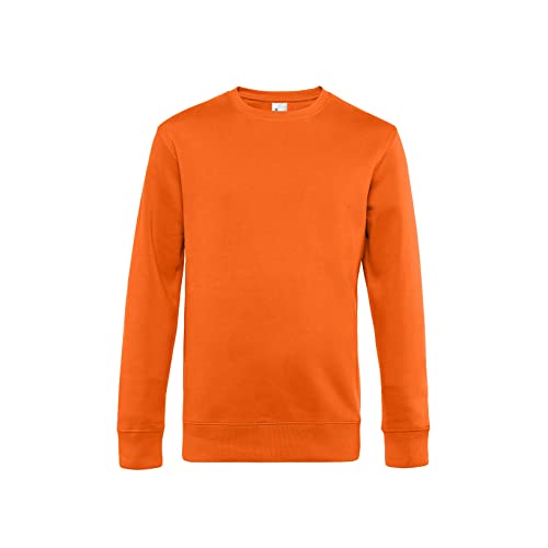 Image of B&C Collection King Crew Neck Jumper for Men, Regular Fit Fleece Pullover, Premium Sweatshirt, Cotton Long Sleeve, King Crew Neck Jumper, Open Collar, (Black Pure - L), orange, XXL/3XL