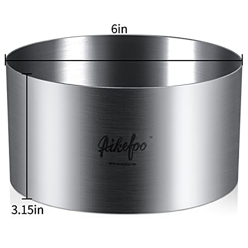 Aikefoo 6 Inch Stainless Steel Round Cake And Cake Ring. Seamless Mousse Cake Ring. 304 Stainless Steel Mousse Mould Mousse Ring (6 Inches) #TOP1
