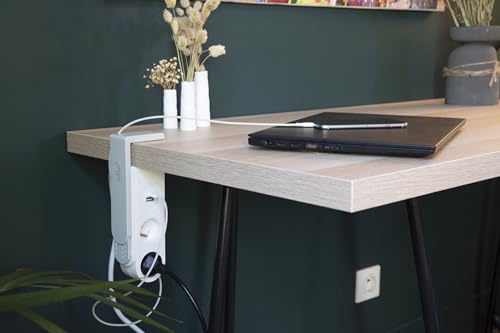 Multiprise Gekko Otio clipsable blanche pour ranger les câbles de bureau - 6